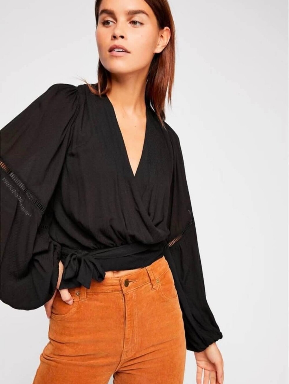 Free People Blouse Sz Xs Black Boho